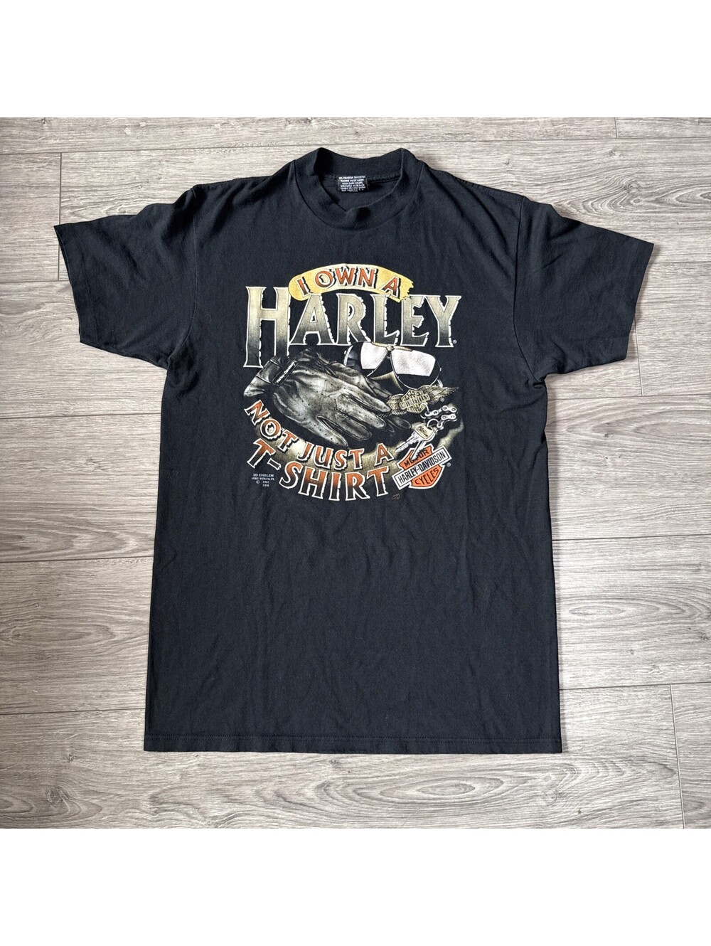 Vintage 1991 Harley Davidson I Own A Harley 3D Emblem T-Shirt Size L